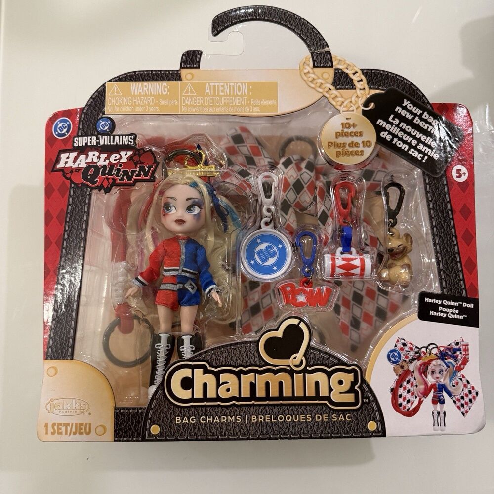 DC Harley Quinn Charming Doll Bag Charm with Accessories Toy New with Box